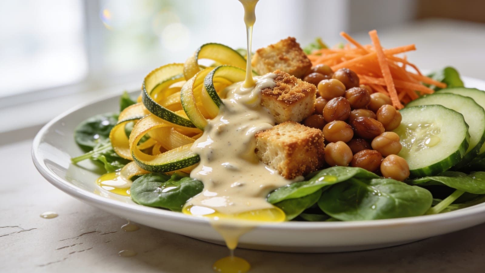 Chickpea, Tofu & Courgette Salad