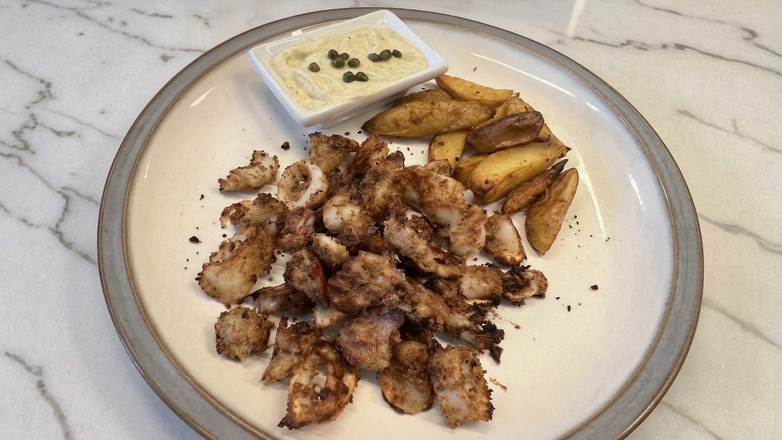 Crispy Squid with Air-Fried Potatoes