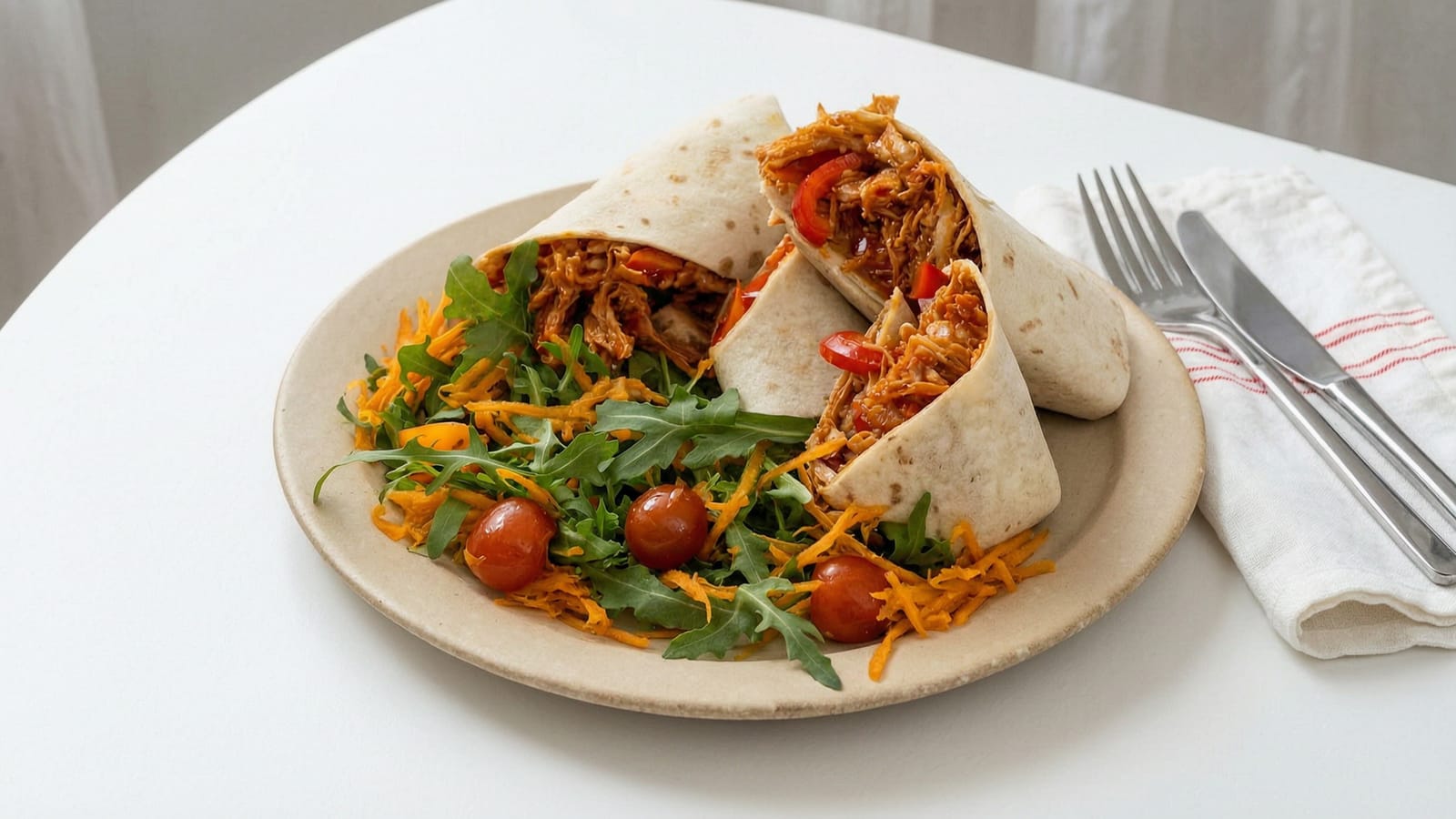 Slow-Cooked Pulled Chicken Wrap