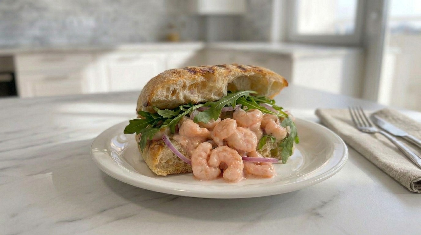 Sandwich with Shrimp in Salsa Rosa