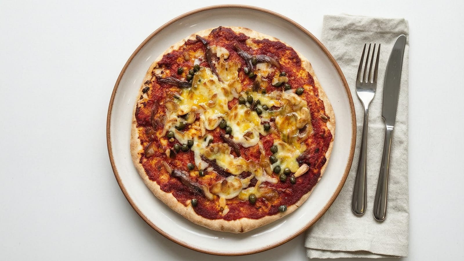 Flatbread Pizza with Anchovies & Olives