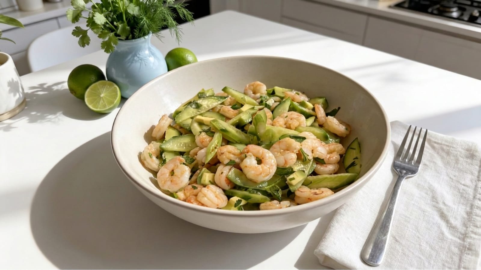 Prawns & Avocado Salad, 430 kcal, 39g protein